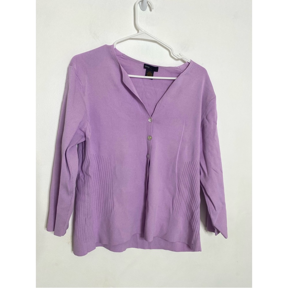 Purple Women's Button Up Sweater/Blouse Top